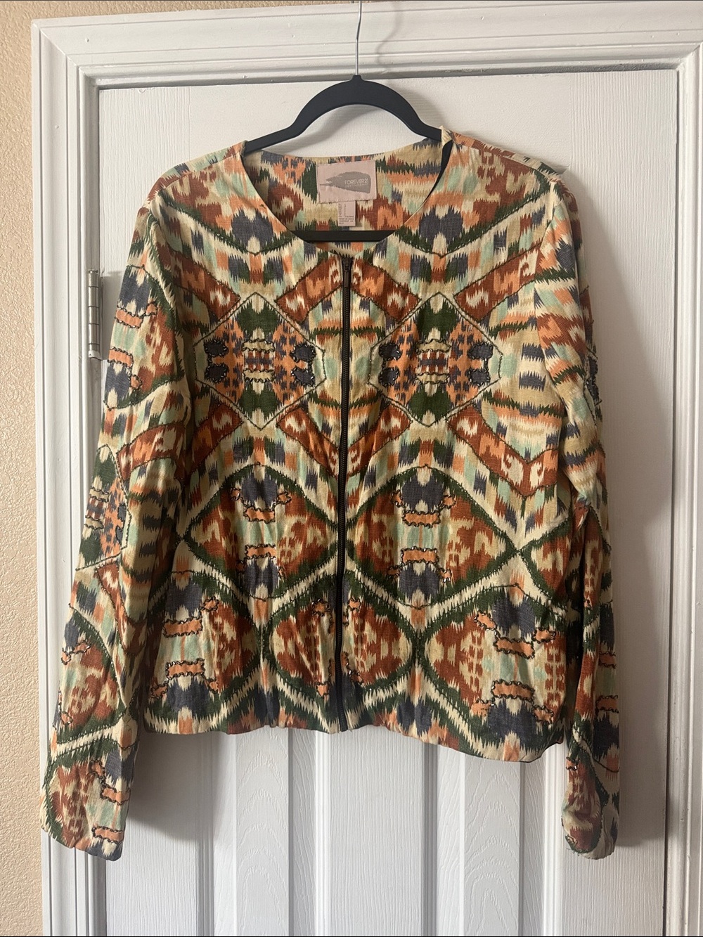 Forever 21 Multicolor Woven Zip-Front Jacket used